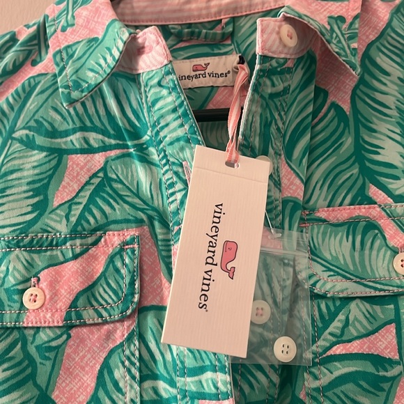 NWT • VINEYARD VINES BANANA Leaf Margo Shirt Dress SIZE 00 SUMMER DRESS - Picture 2 of 4